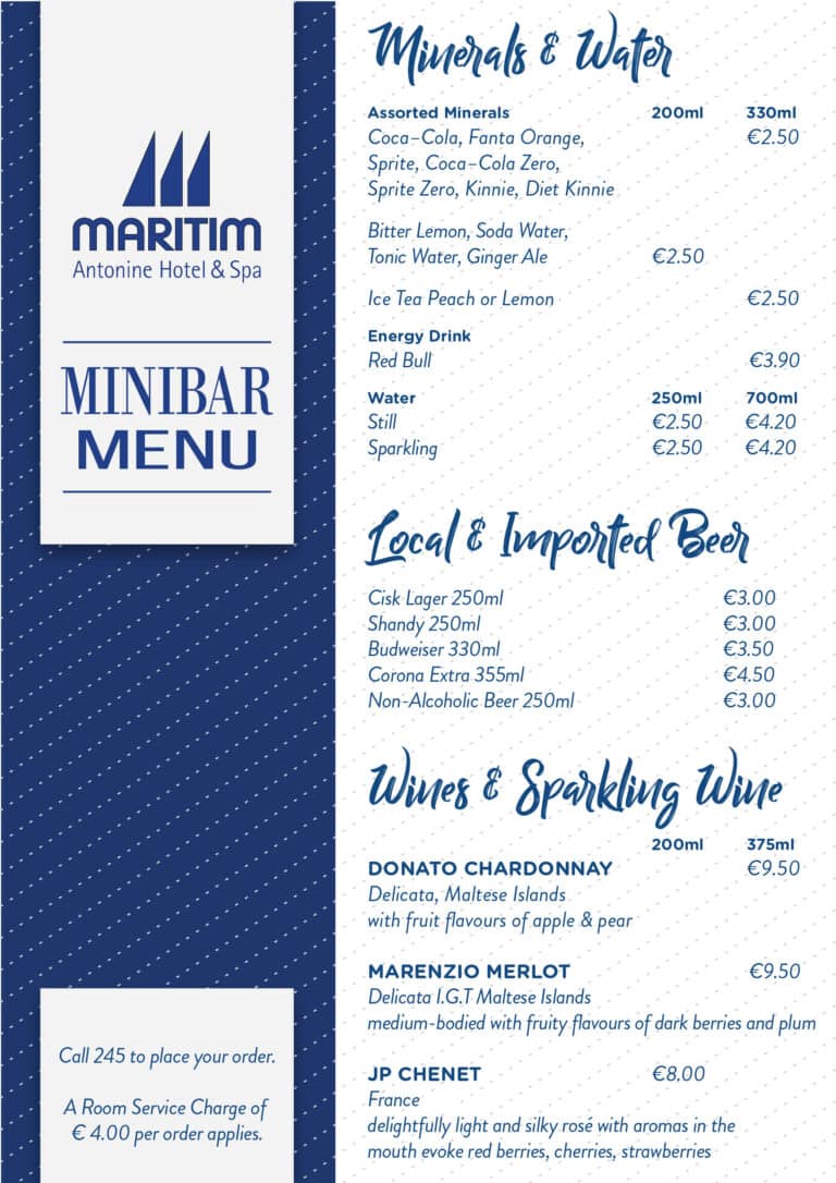 Mini Bars Menu